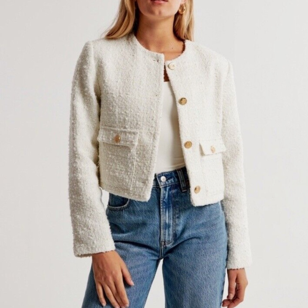 Abercrombie collarless tweed jacket
